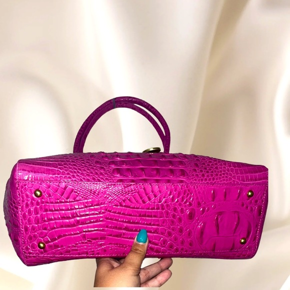 RARE Brahmin Melbourne Croc Embossed Satchel, Deep Fuchsia - Picture 6 of 9
